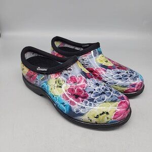 Sloggers Rainbow Floral Garden Comfort Clogs Women's Size 6 Slip On